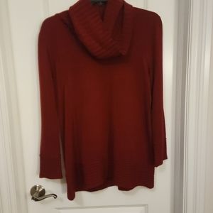 Woman's dark red cowl-neck sweater. Ex-Lg.